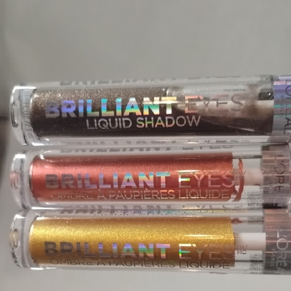 L'Oreal Brilliant Eyes Liquid Eyeshadow Set of 3 - Black, Gold, Red  Shimmer